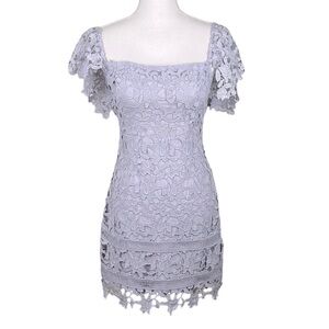 ASTR Lavender Floral Embroidered Midi Dress Size Small